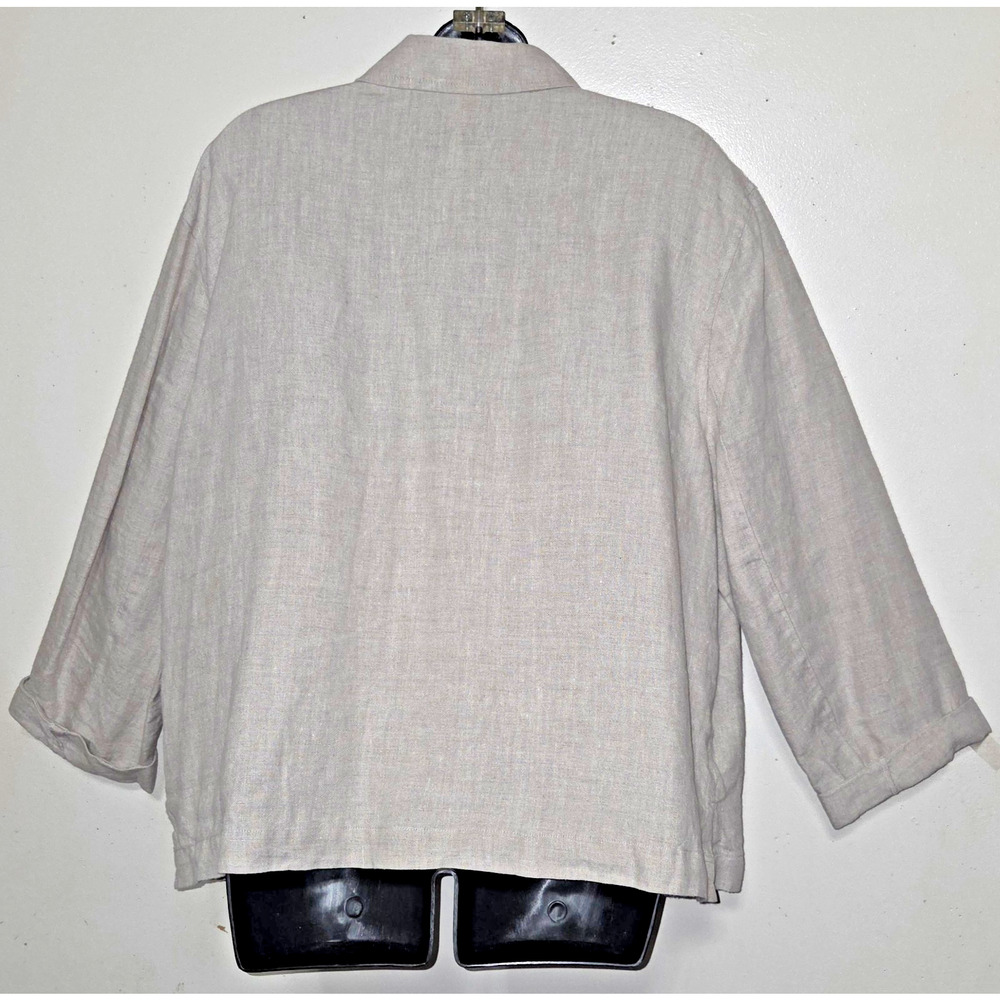 Linen Beige Shirt Jacket Womens Sz 2X JONES NEW YORK SPORT Button Down Pockets - Picture 7 of 16